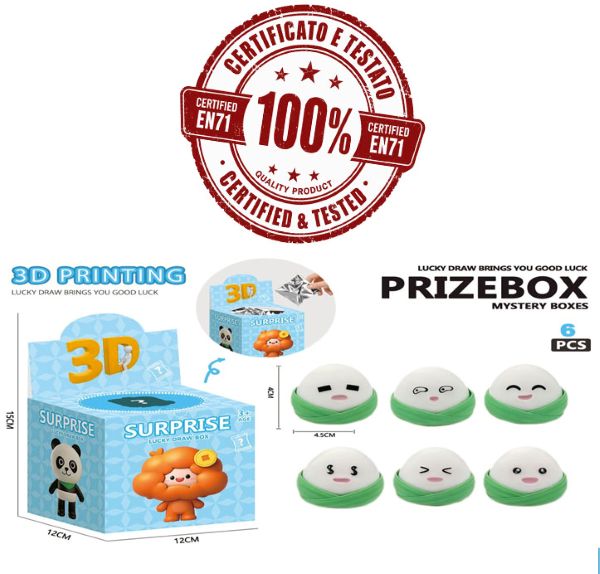 3D PRINTED LUCKY BOX (Dumplings) – Magic Click – Personaggini in PLA 5cm In Blind Box (15x12x12cm) In espo da 6pz 6ass…x6…x336